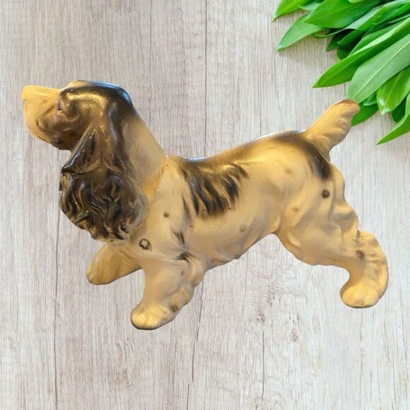 Vintage Cocker Spaniel Figurine Black & White Dog Made In Japan - Picture 4 of 9